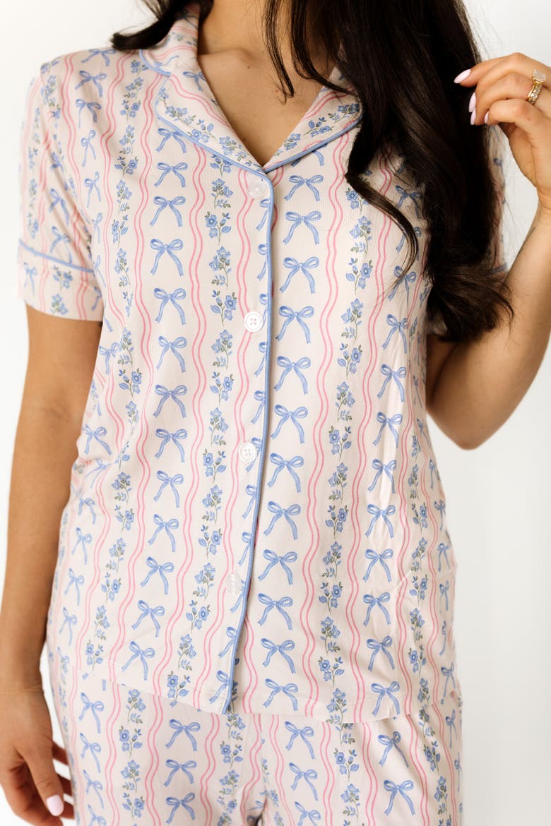 Amelia Bow Pajama Set, Alternate, color, Pink Floral