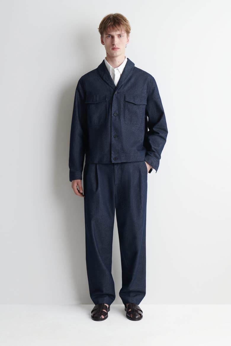 Denim-Effect Relaxed-Fit Tapered Pants, Main, color, INDIGO