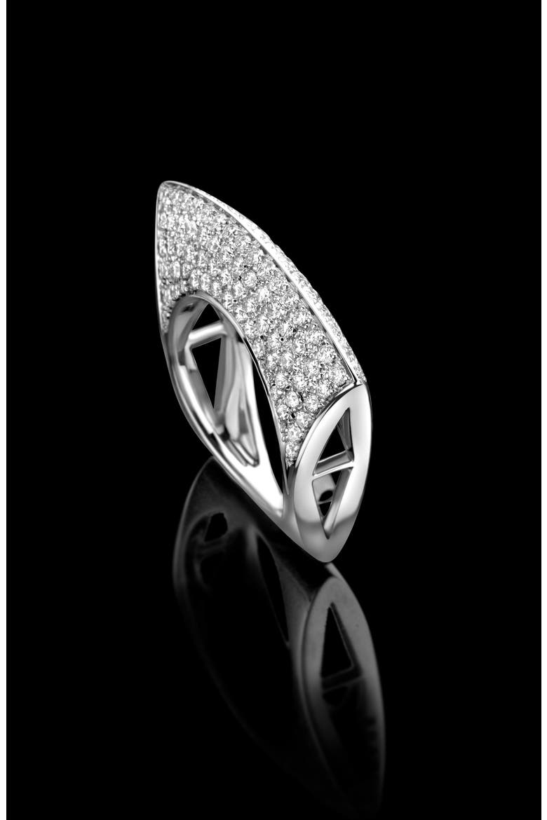 Lotus Diamond Ring, Alternate, color, WHITE GOLD