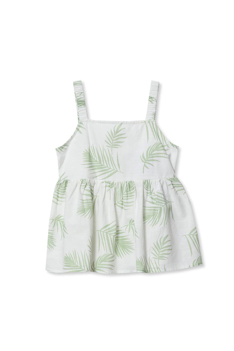 Girls Woven Tank Top, Main, color, Green Palm Leaves