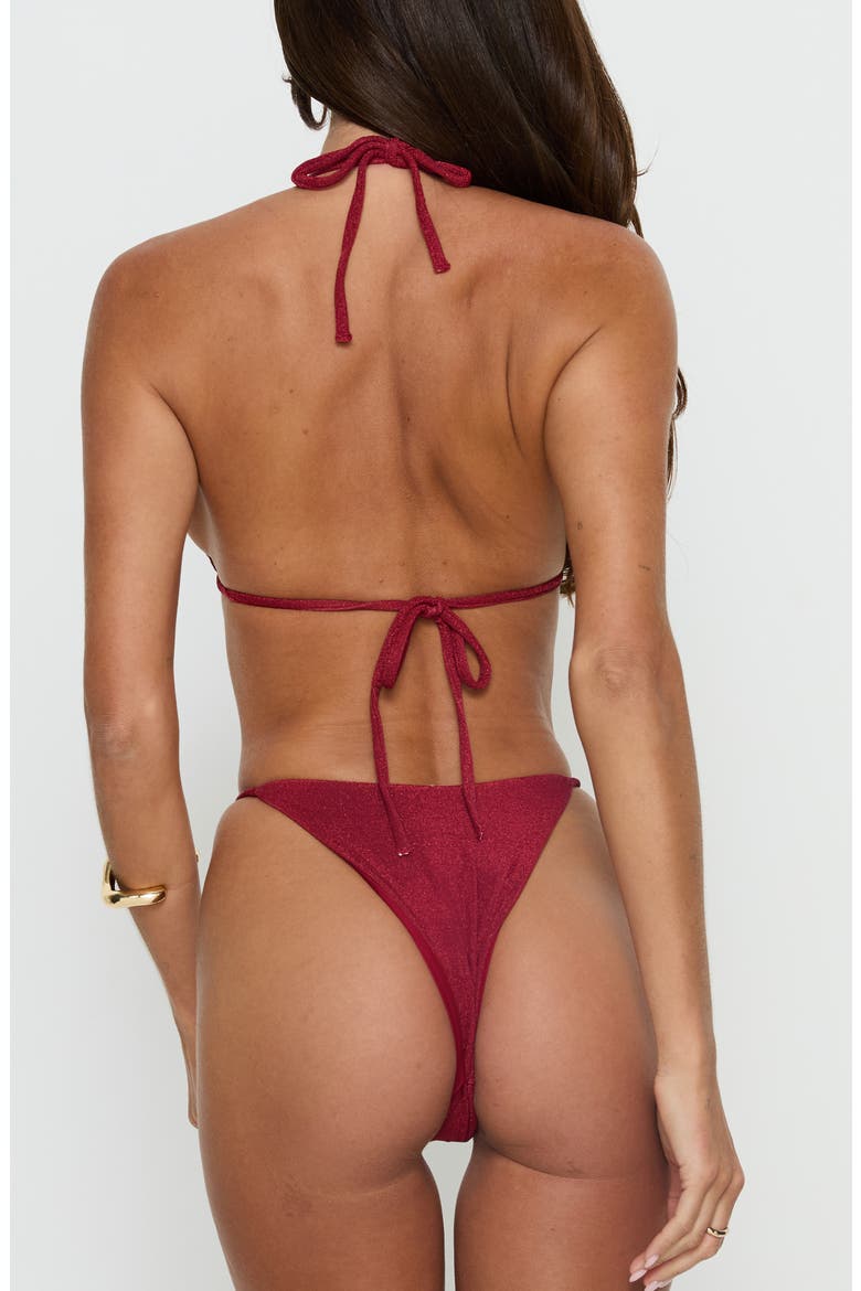 Aimi Glitter Triangle Bikini Top, Alternate, color, RED