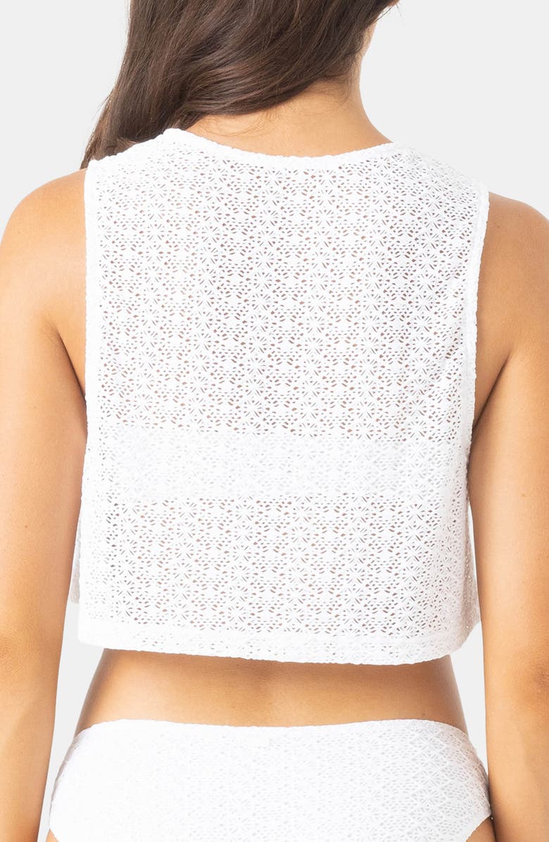 Roxy Sheer Crop Cover-Up Top, Alternate, color, White