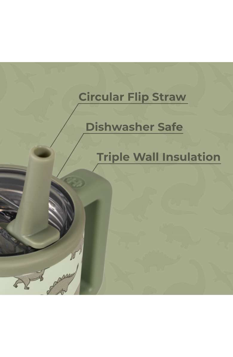 HydroJug Insulated Kids Water Bottle 20oz with Flip Straw & Handle - Leak-Proof & Durable, Alternate, color, Dinosaur