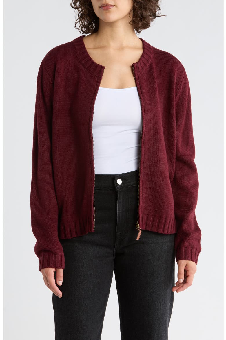 Zip-Up Sweater, Main, color, SYRAH