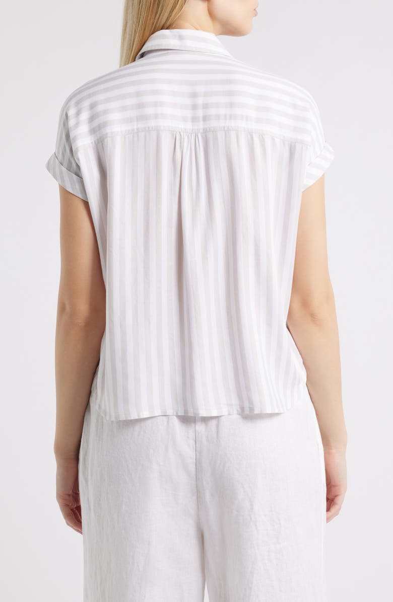 beachlunchlounge Darby Short Sleeve Button-Up Shirt, Alternate, color, Vintage Khaki