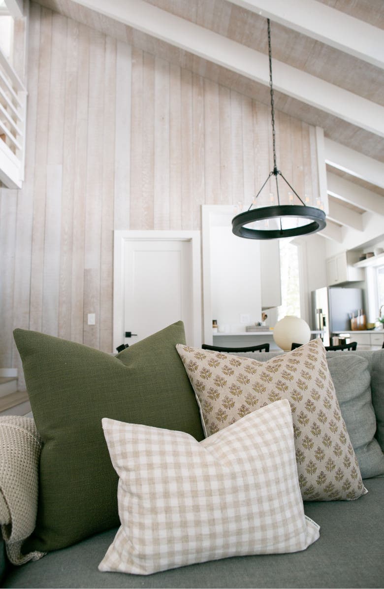 Linen & James Roe Ivory Tan Gingham Pillow Cover, Alternate, color, Cream