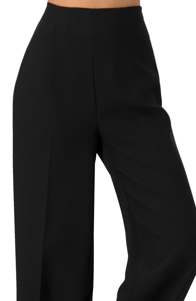 IVONNE Plain Black Wide Leg Trousers, Alternate, color,