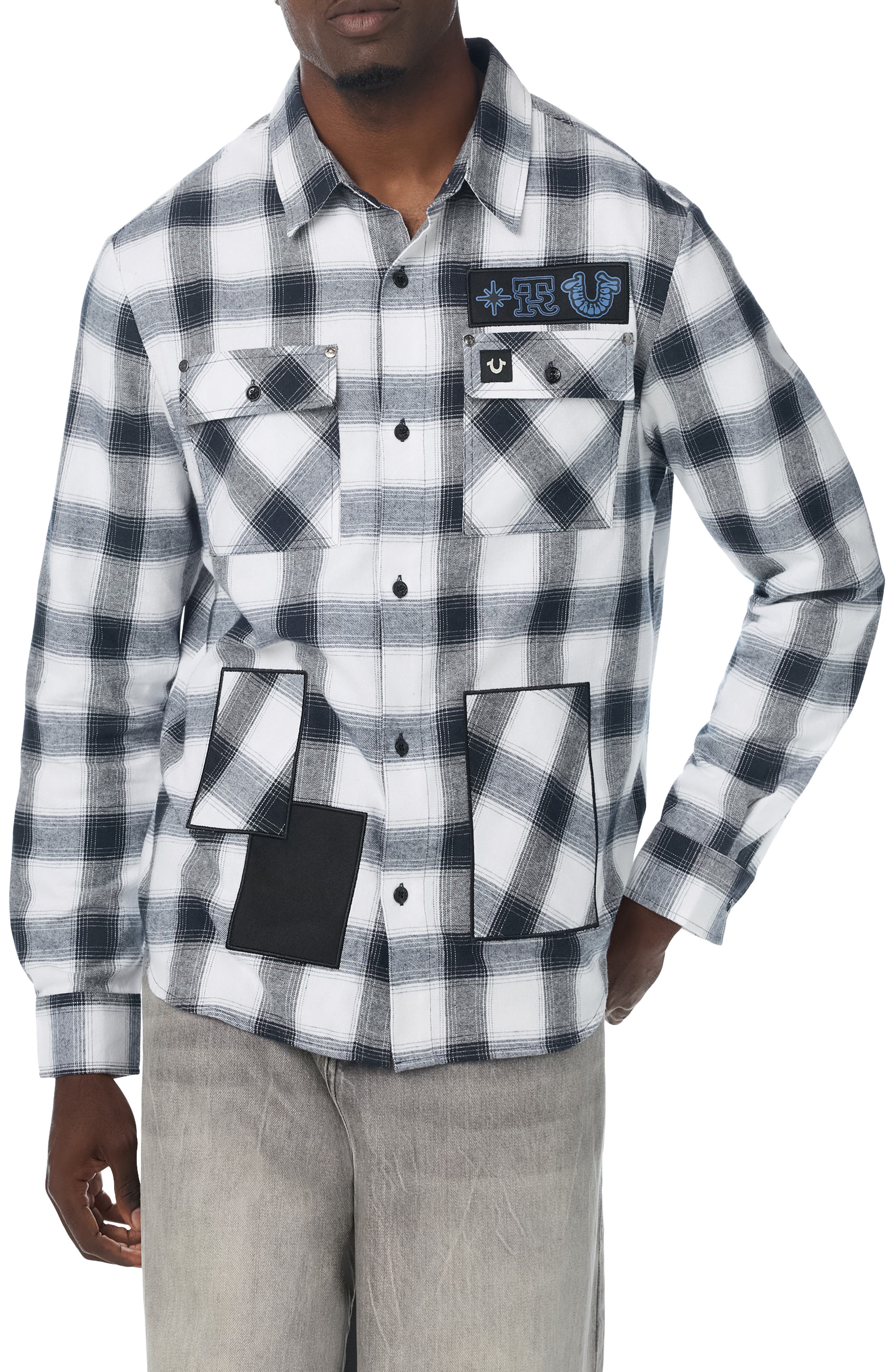 selected WHITE / BLACK PLAID