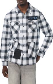 True Religion Appliqué Plaid Cotton Shirt