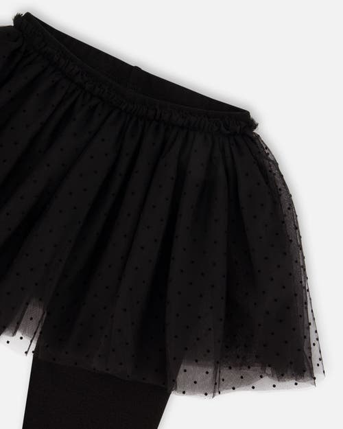 Deux Par Deux Leggings With Tulle Skirt In Blue
