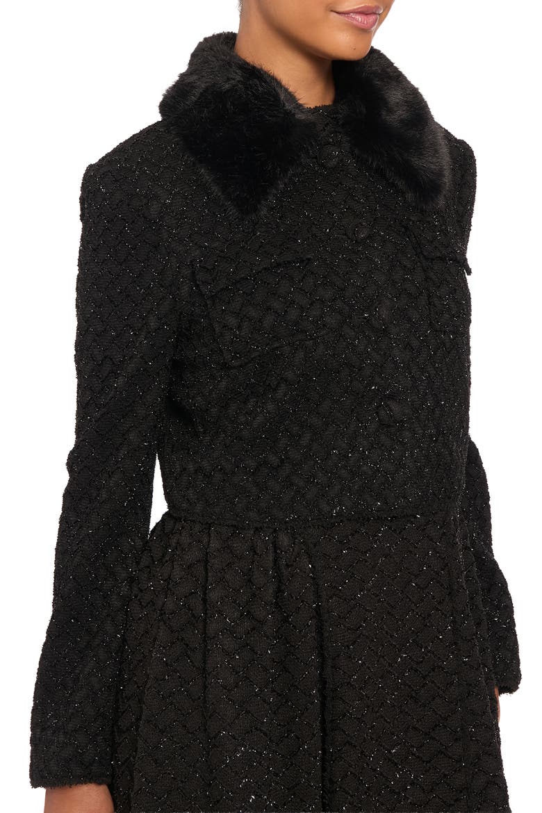 Metallic Faux Fur Collar Jacket, Alternate, color, BLACK/ BLACK
