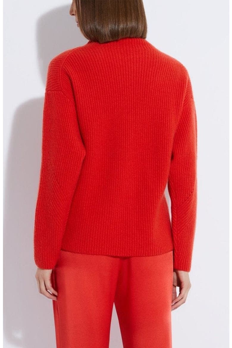 Airy Cashmere Silk Ribbed Turtleneck, Main, color, Poppy