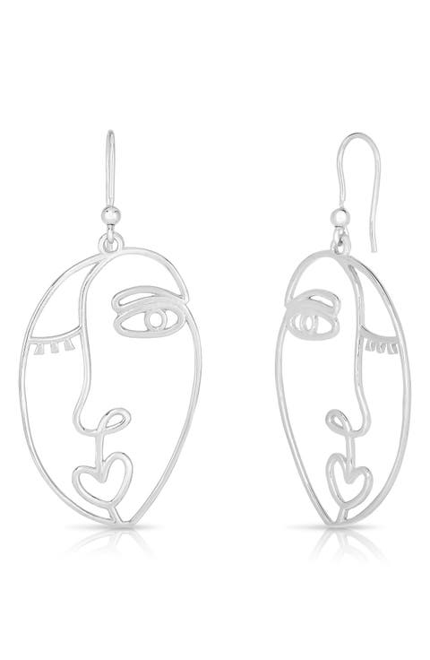 Sterling Silver Face Shape Earrings