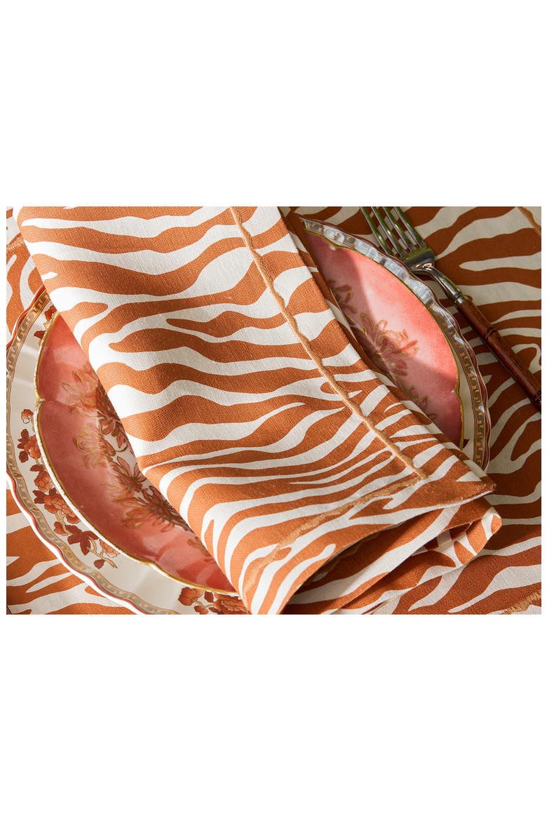 Regine Set of 4 Linen Zebra Stripe Linen Napkins, Alternate, color, PERSIMMON