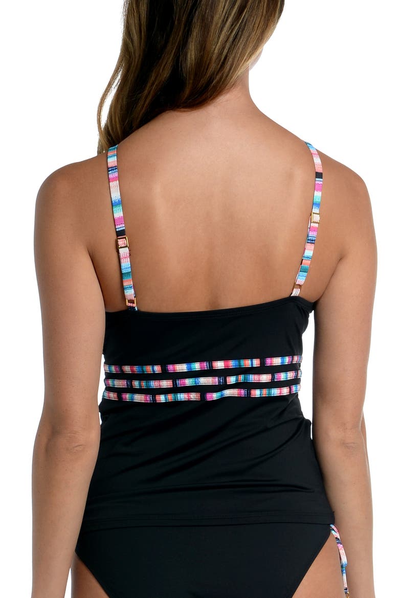 Catalina Cutout Tankini Top, Alternate, color, BLACK