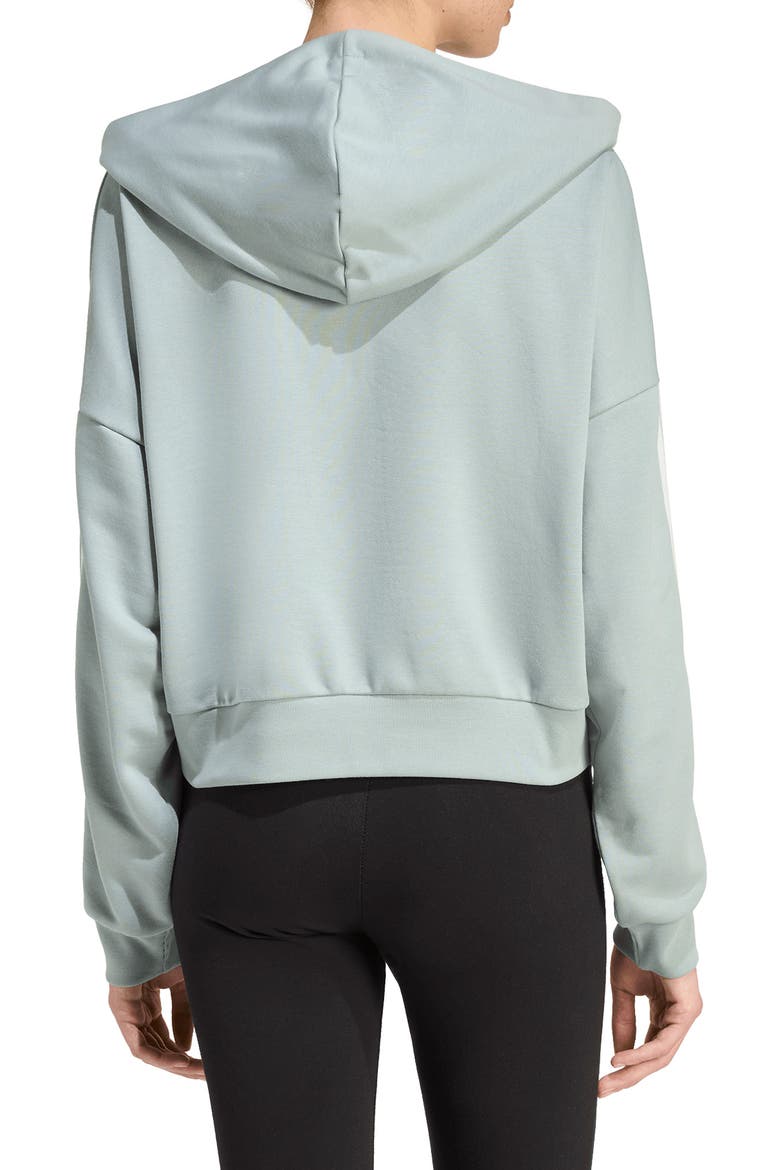 3-Stripes French Terry Hoodie, Alternate, color, WONDER SAGE/ WHITE