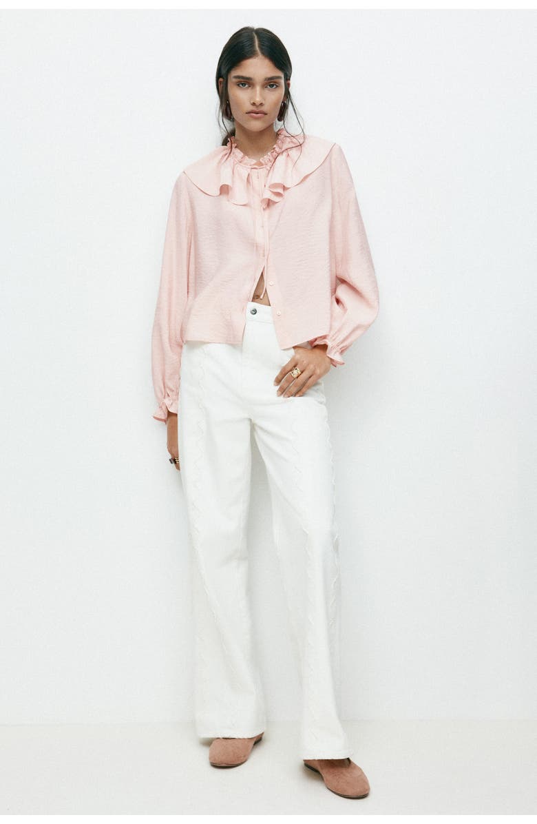 H&M Frill-trimmed Blouse, Alternate, color, Powder Pink