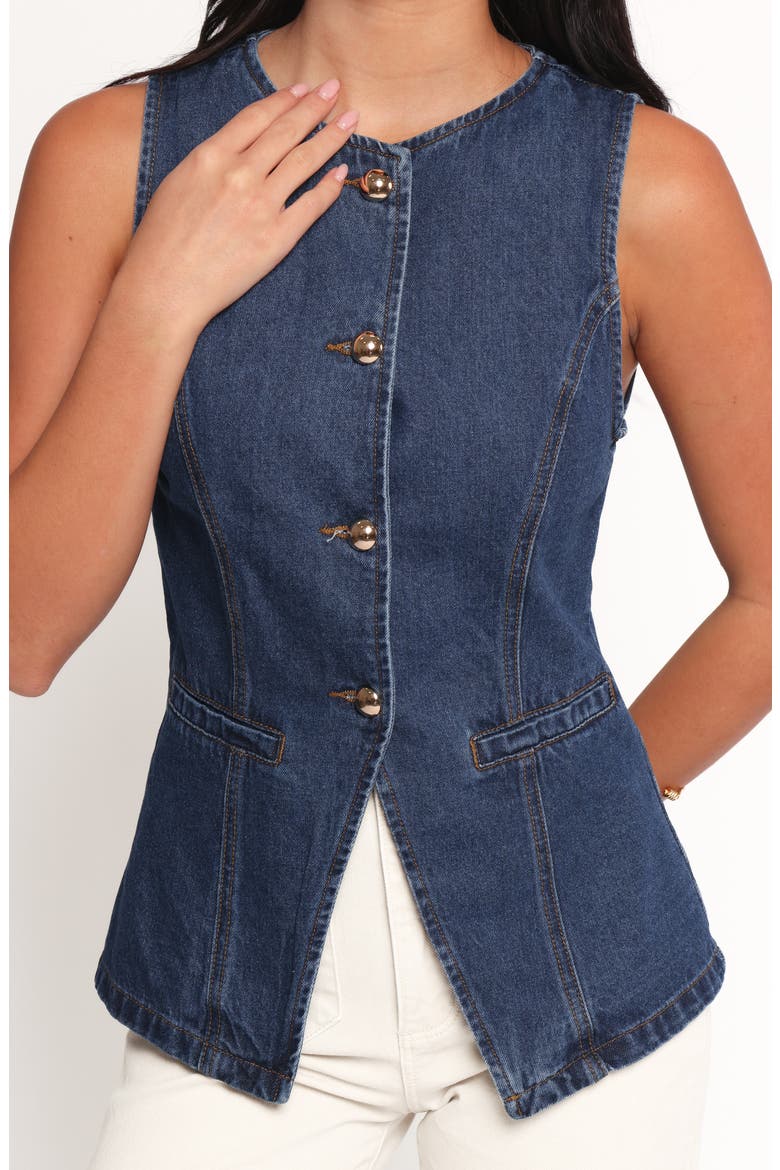 Nessa Denim Vest, Alternate, color, BLUE