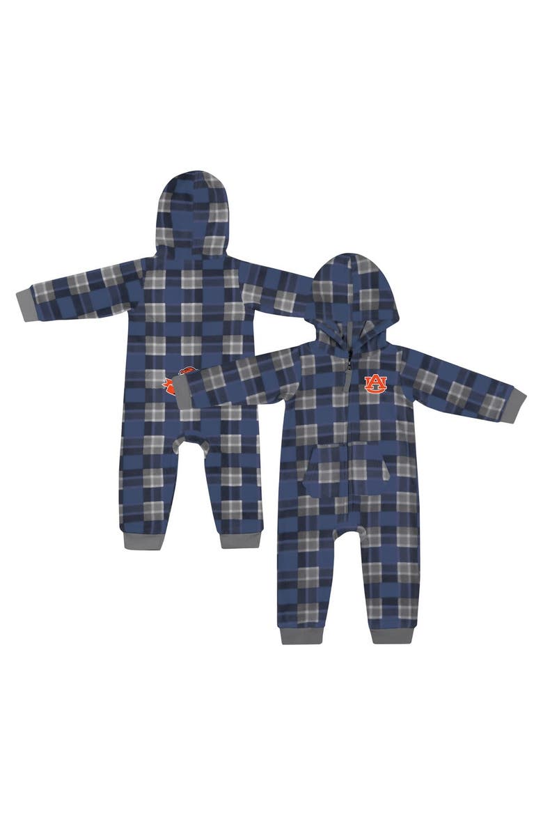 Infant Colosseum  Navy Auburn Tigers Full-Zip Plaid Hoodie Long Sleeve Jumper, Alternate, color, Navy