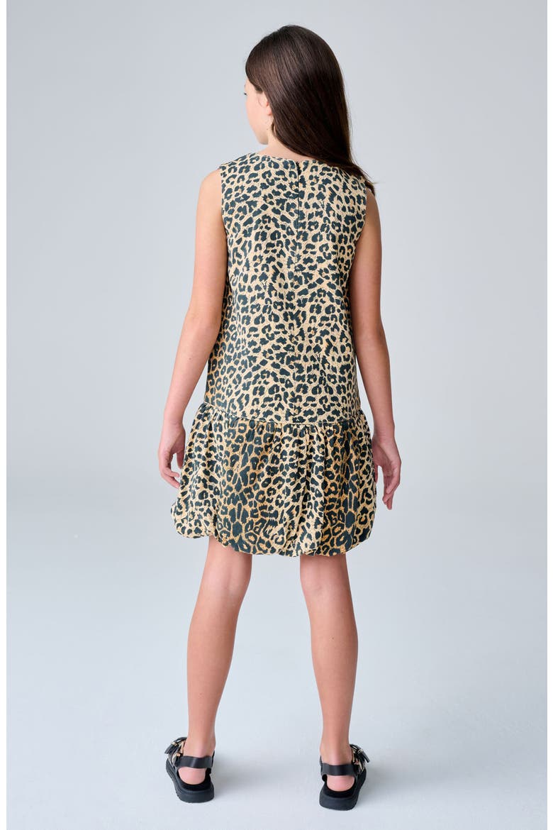 Kids' Leopard Print Bubble Hem Dress, Alternate, color, BROWN
