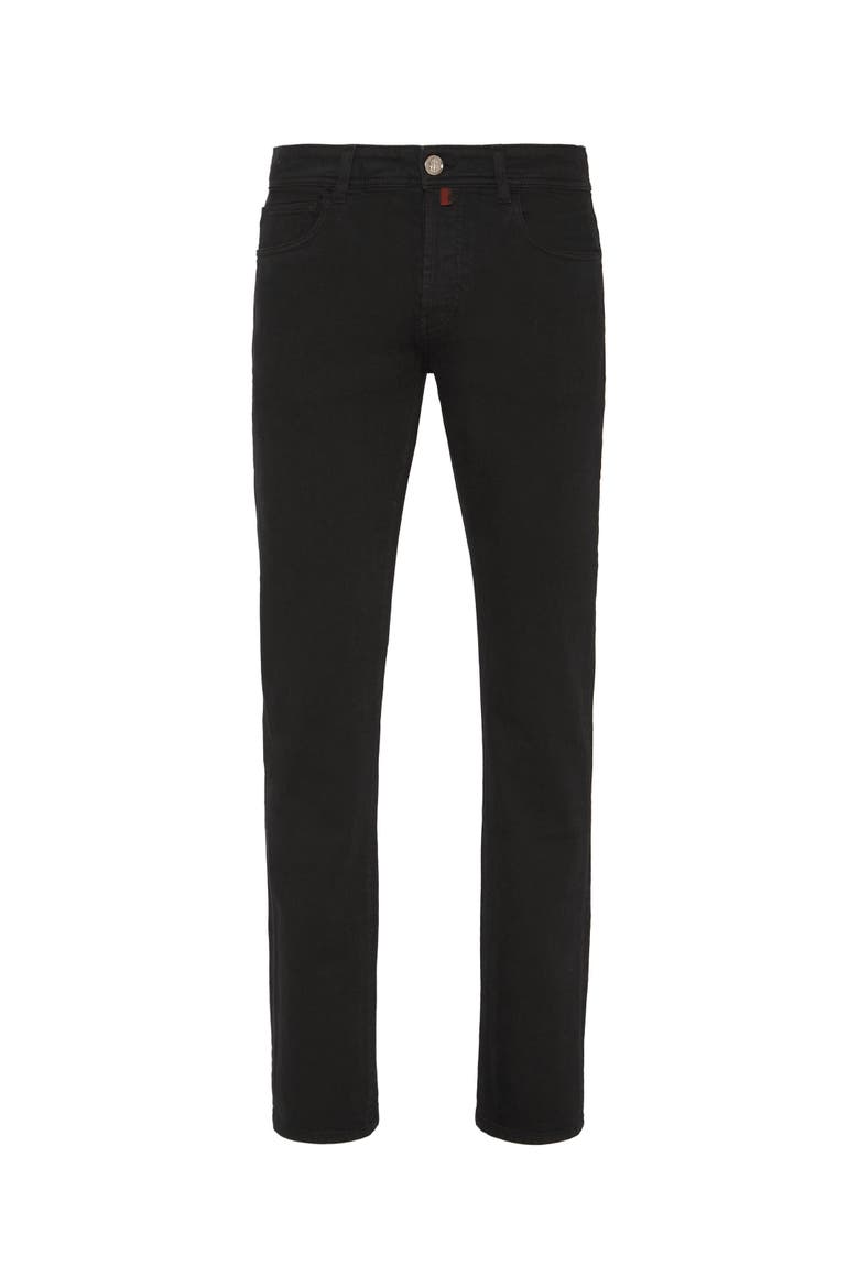 Denim Trousers Super Straight Cut Fit Men, Main, color, black