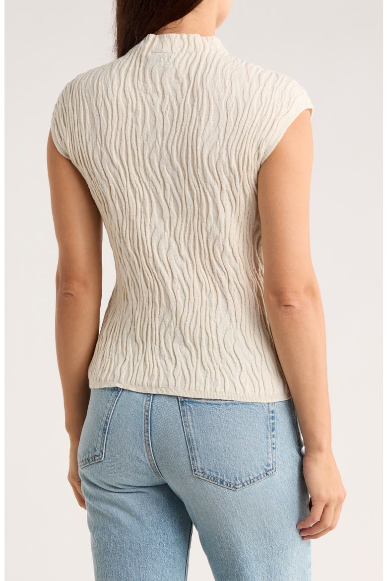 Animal Jacquard Stripe Cap Sleeve Sweater, Alternate, color, OATMEAL