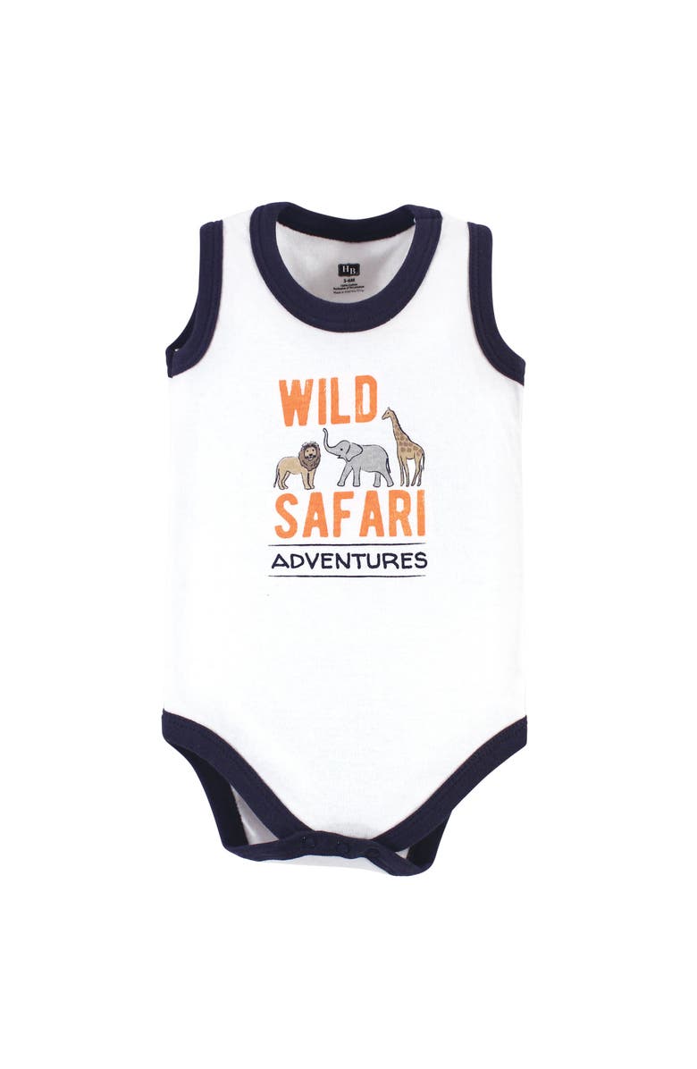 Hudson Baby Cotton Tank-Style Bodysuits, Alternate, color, Wild Safari