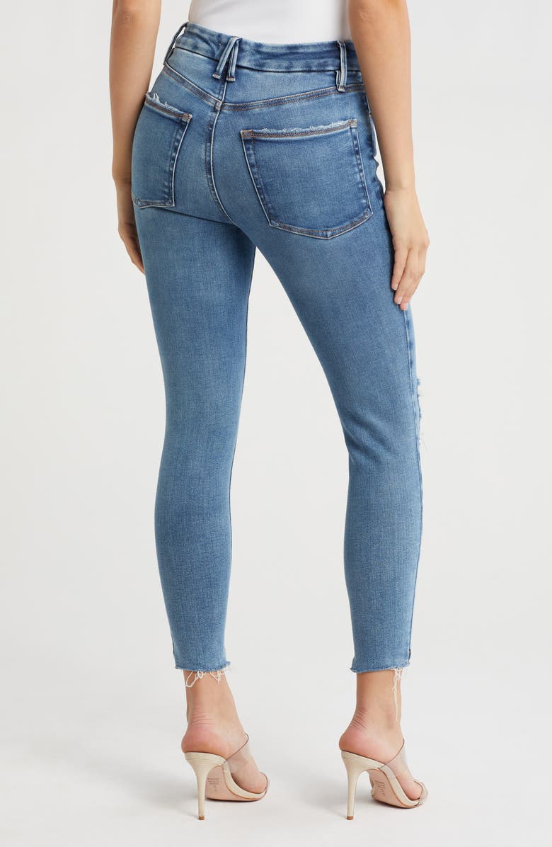 Good American Good Petite Ripped Step Hem Skinny Jeans, Alternate, color,