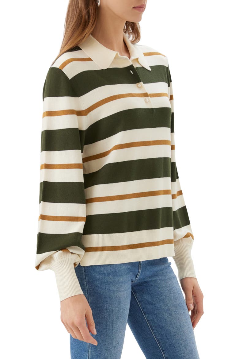 Game Day Stripe Sweater, Alternate, color, FOREST/ CREAM