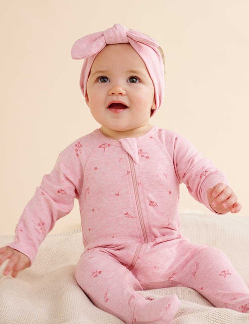 Purebaby Zip Growsuit & Headband Set In Pink