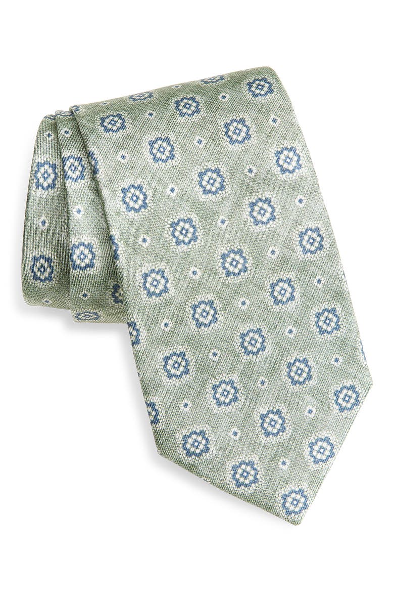 Pearson Medallion Silk Tie, Main, color, SAGE