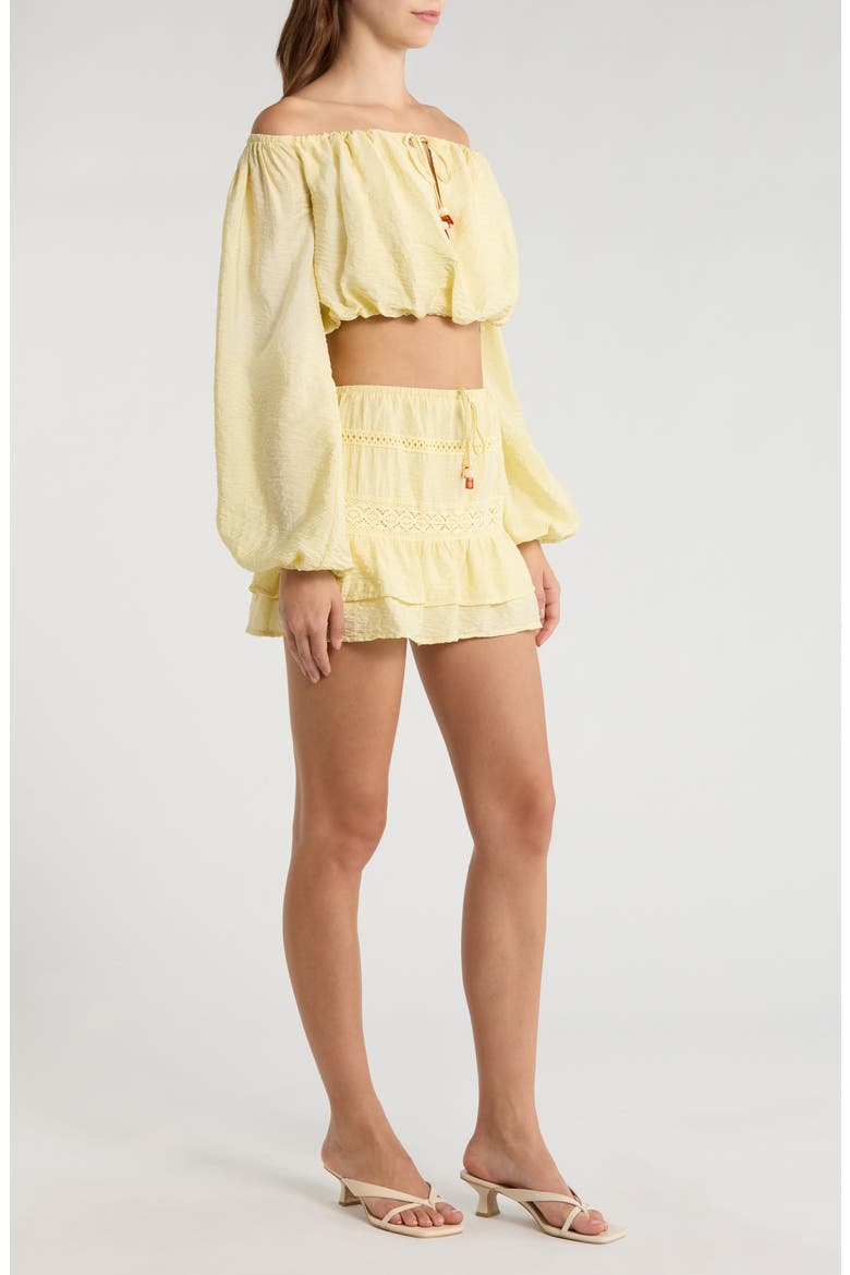 Ruffle Tie Waist Miniskirt, Alternate, color, PASTEL YELLOW