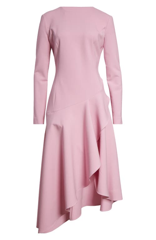 OSCAR DE LA RENTA OSCAR DE LA RENTA ASYMMETRIC LONG SLEEVE STRETCH WOOL DRESS