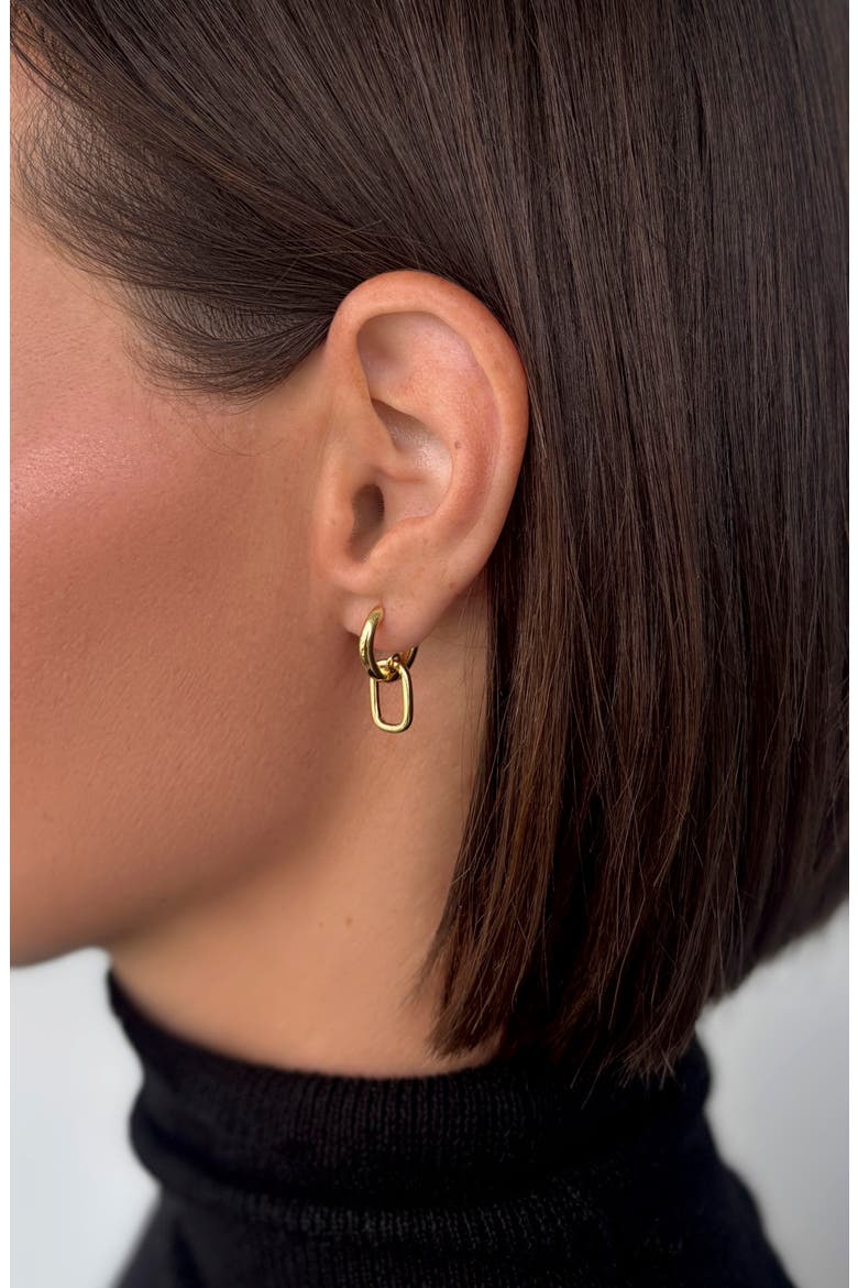 Mini Link Drop Huggie Hoop Earrings, Alternate, color, GOLD