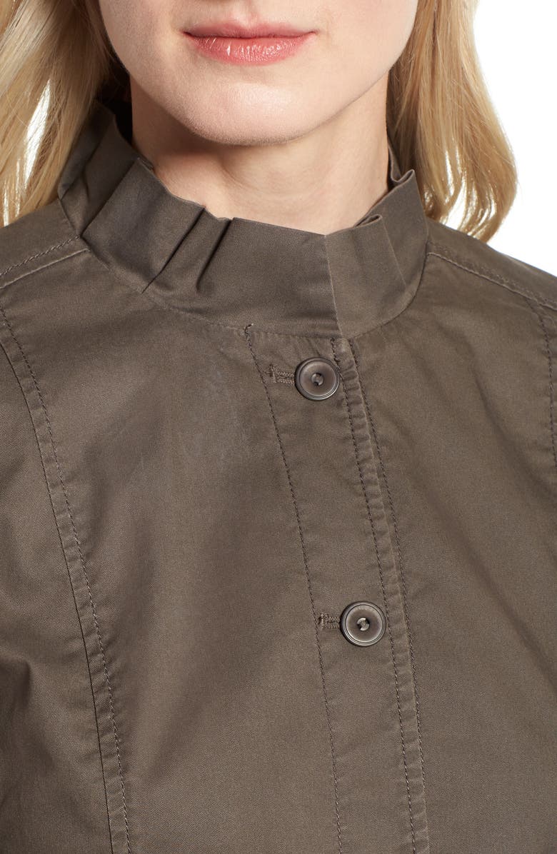 Eileen Fisher Ruffle Collar Organic Cotton Blend Jacket, Alternate, color, 