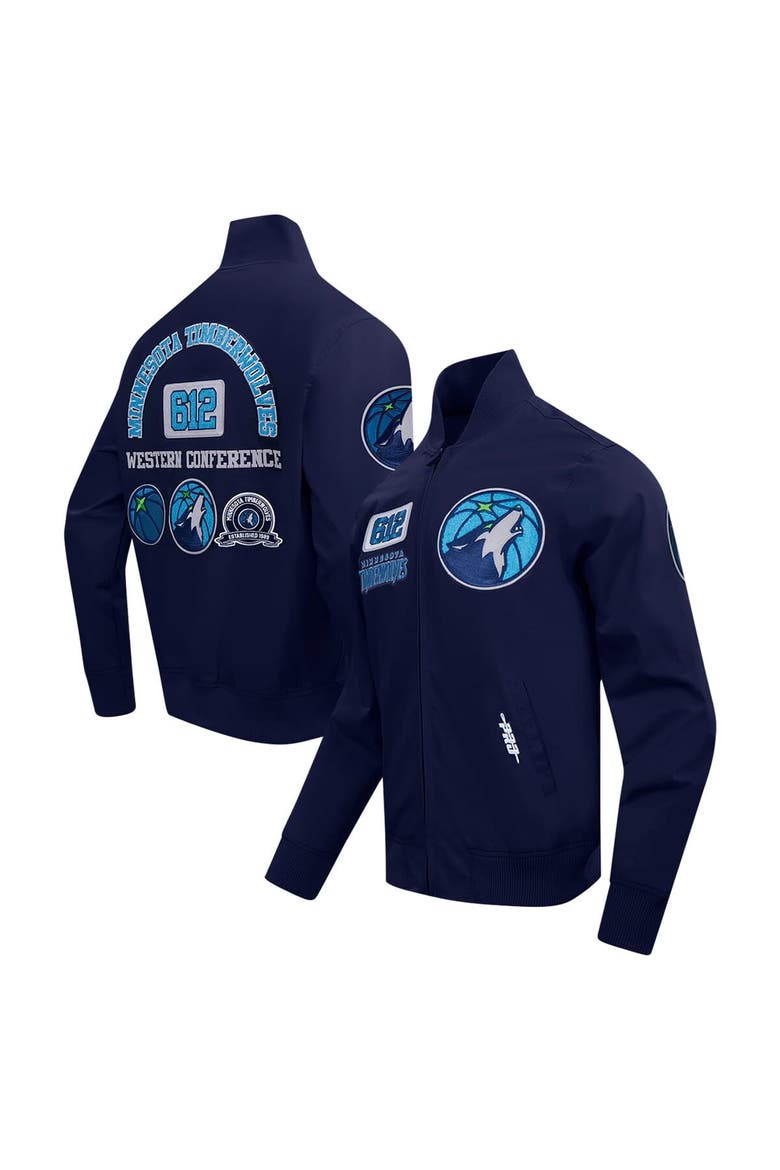 Men's Pro Standard Navy Minnesota Timberwolves Area Code Twill Full-Zip Jacket, Alternate, color, Navy