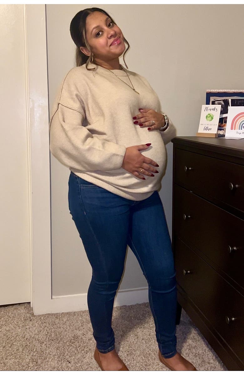 PinkBlush Oversized Crewneck Melange Knit Sweater, Alternate, color, Beige