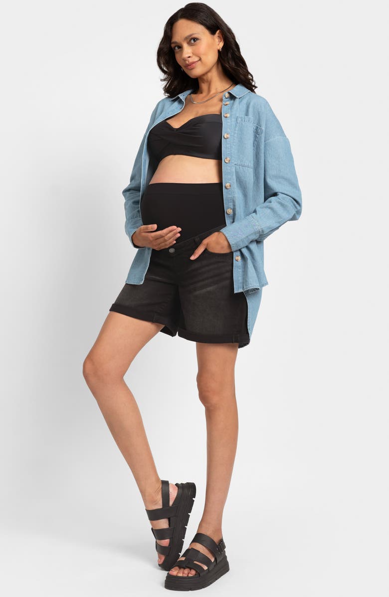Seraphine Over the Bump Denim Maternity Shorts, Alternate, color, 