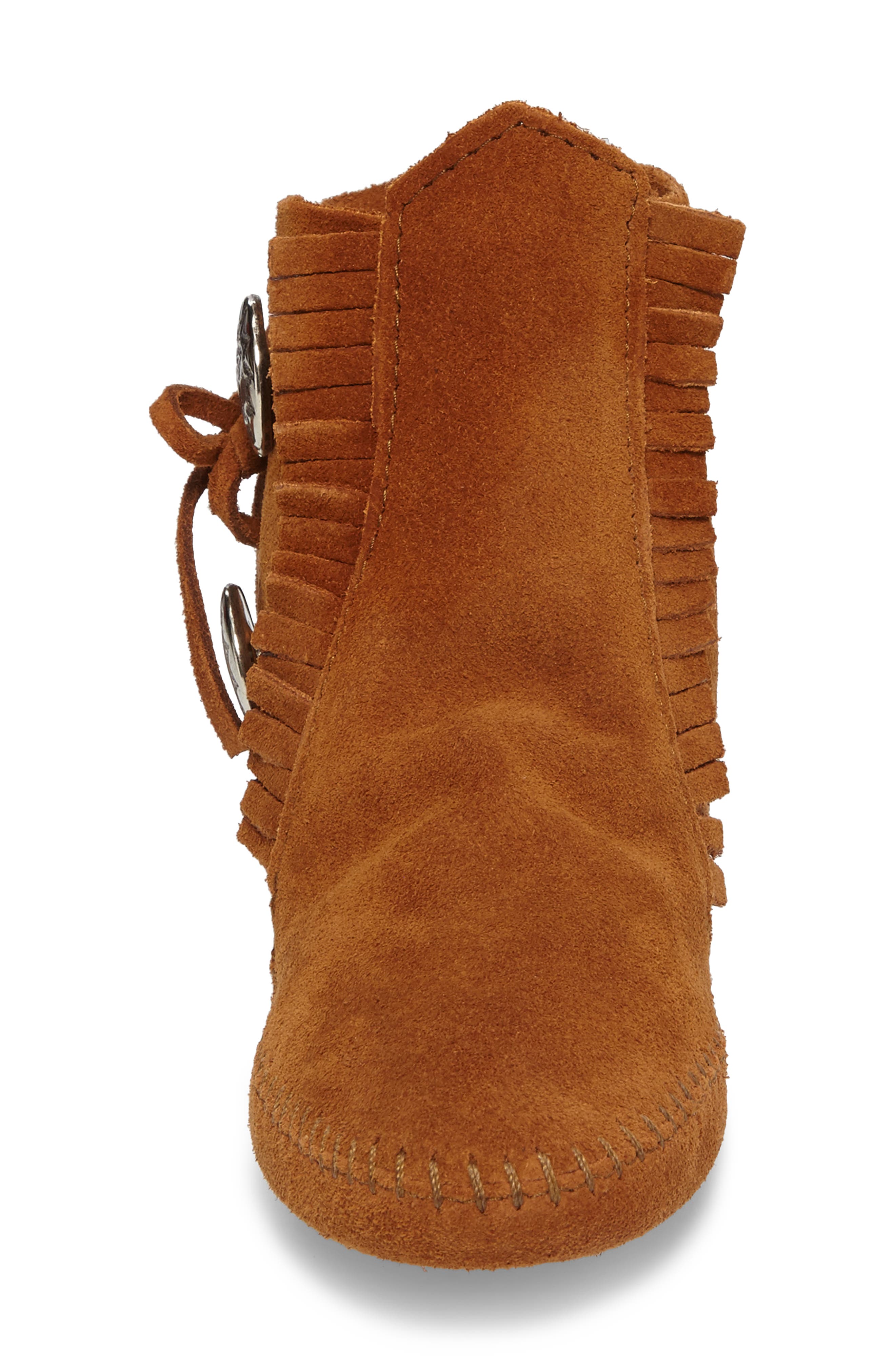 Minnetonka Two-Button Softsole Bootie, Alternate, color, Brown
