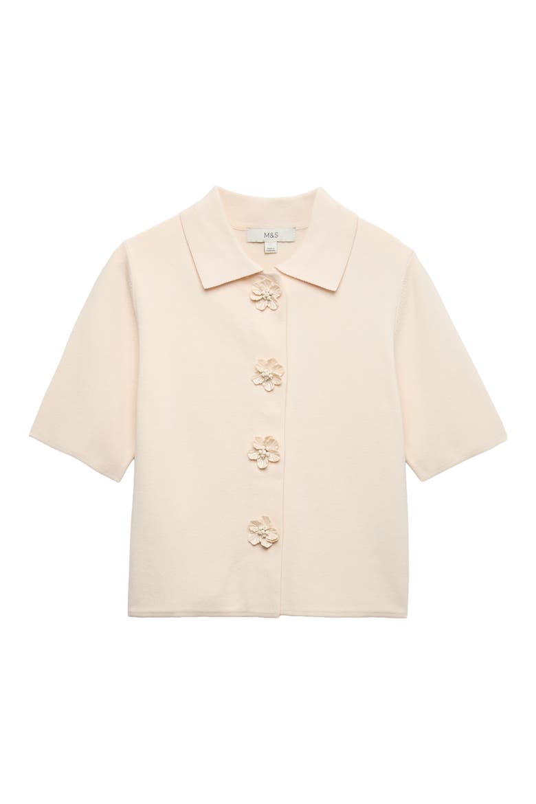 Compact Flower Cardigan, Alternate, color, VANILLA WHITE