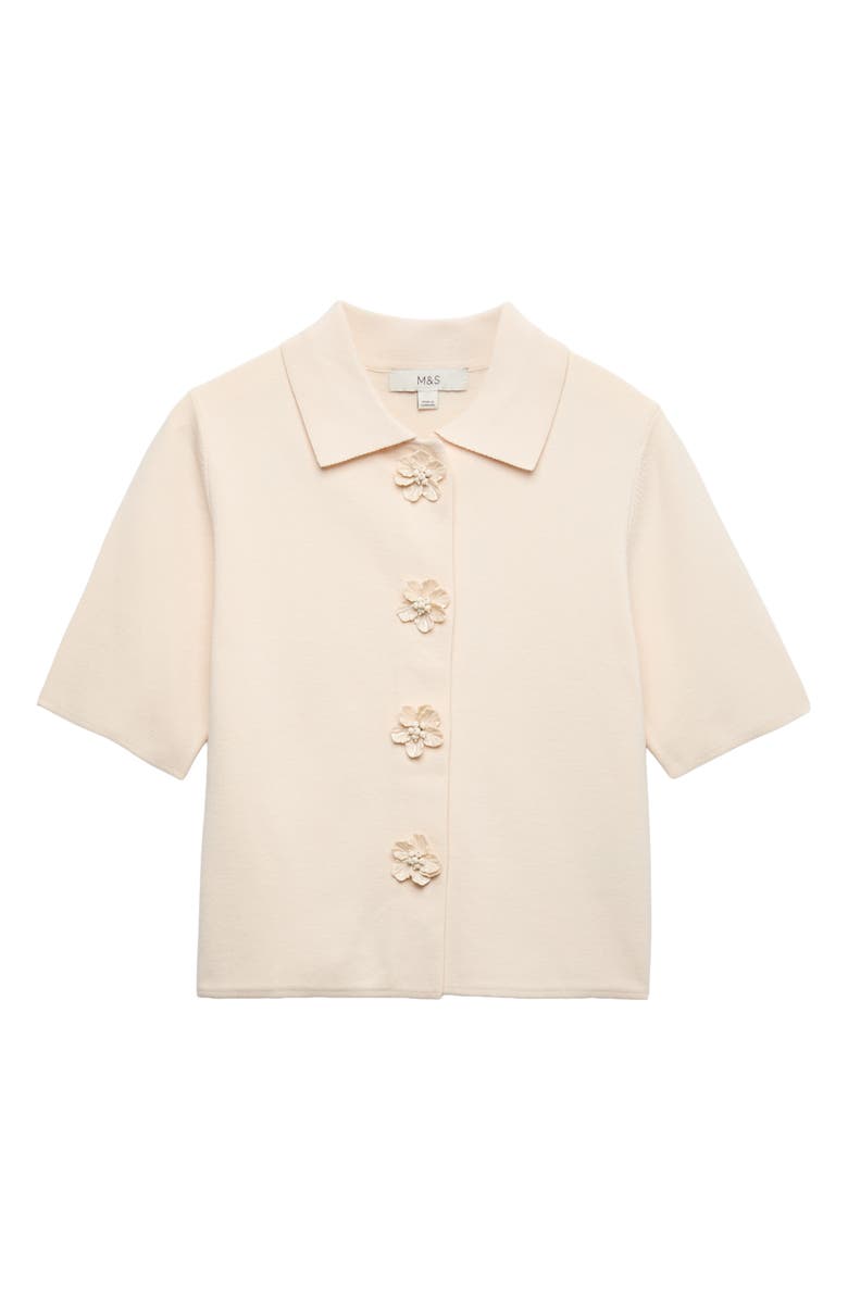 M&S Compact Flower Cardigan, Alternate, color, Vanilla White