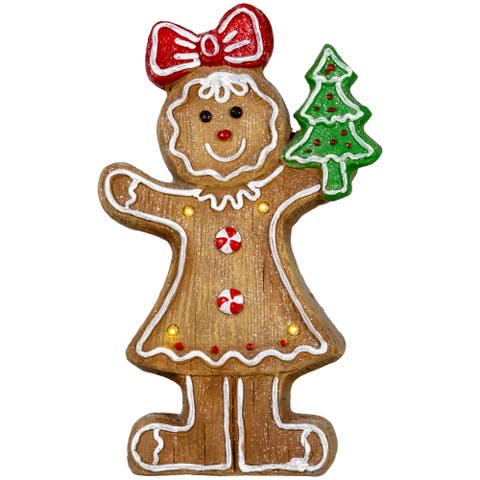 LED Lighted Gingerbread Girl Christmas Figurine - 15.25"
