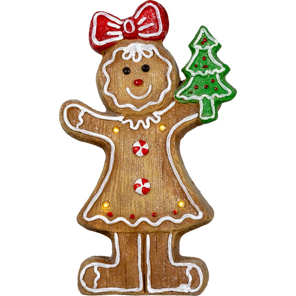 Northlight Led Lighted Gingerbread Girl Christmas Figurine In Brown