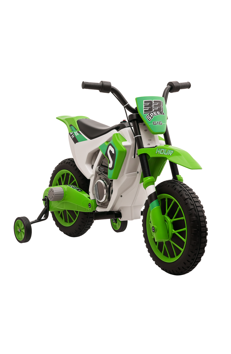 Aosom 12V Kids Dirt Bike Ride-On Toy, Main, color, Green