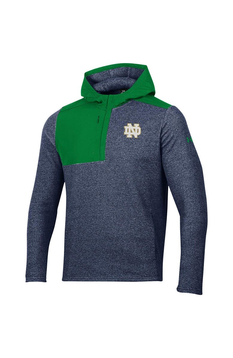 Under Armour Men's Under Armour Navy Notre Dame Fighting Irish Survivor Fleece Hoodie Quarter-Zip Jacket, Alternate, color, 