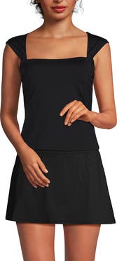 Lands' End Womens Square Neck Underwire Square Back Tankini Swimsuit Top