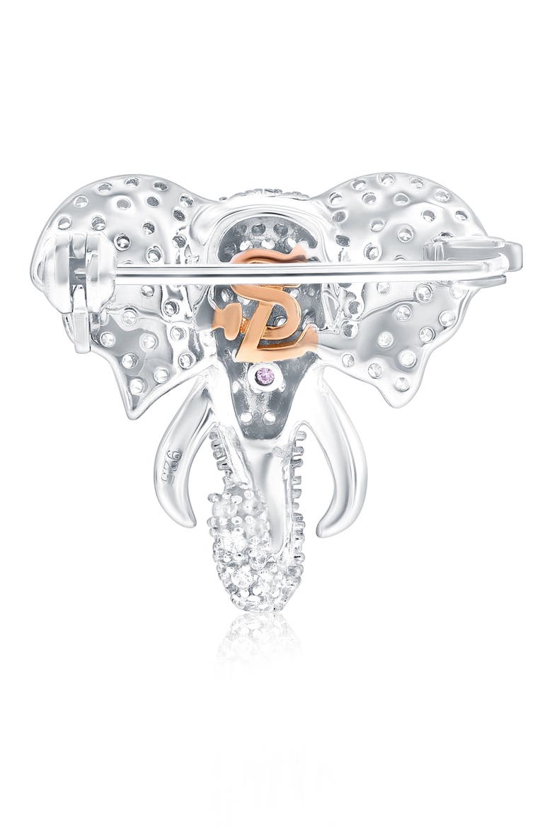 Cubic Zirconia Elephant Brooch, Alternate, color, SILVER