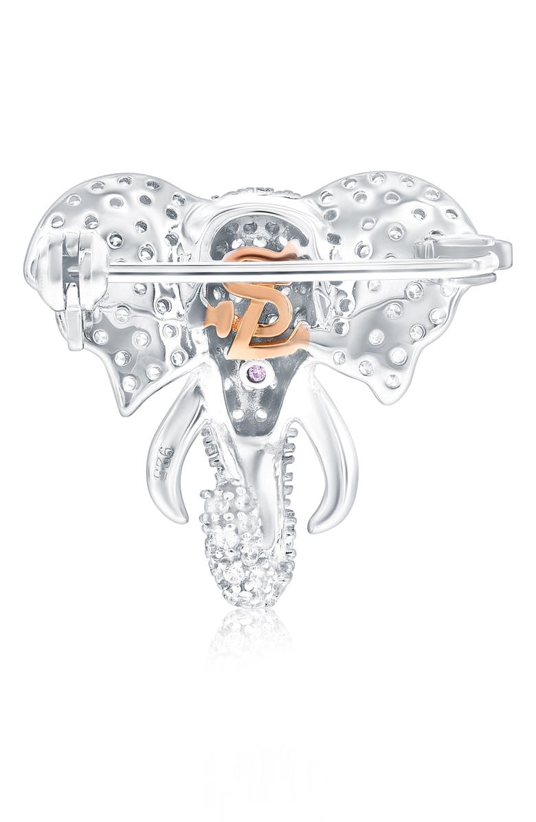 SUZY LEVIAN Cubic Zirconia Elephant Brooch, Alternate, color, Silver