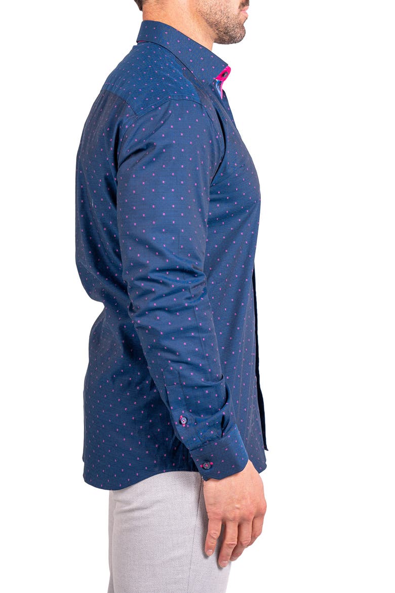 Fibonacci Ascension Contemporary Fit Button-Up Shirt, Alternate, color, BLUE