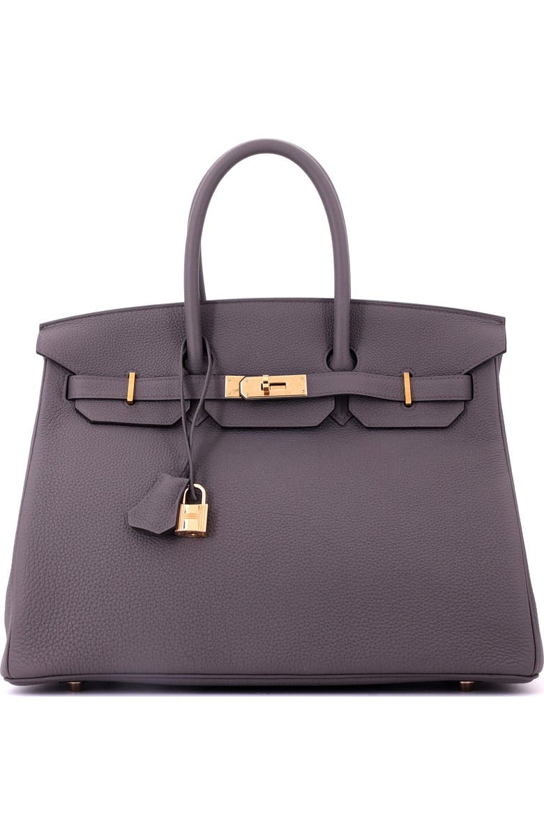 Pre-Owned Hermes Birkin Handbag Grey Togo with Rose Gold Hardware 35, Main, color, Etain